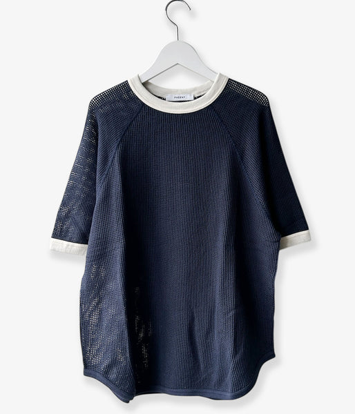 PHEENY/BASKET MESH RINGER TEE(NAVY)