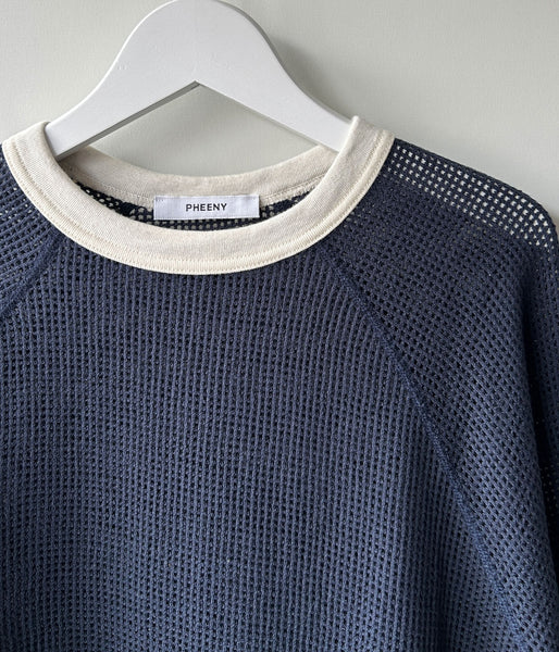 PHEENY/BASKET MESH RINGER TEE(NAVY)