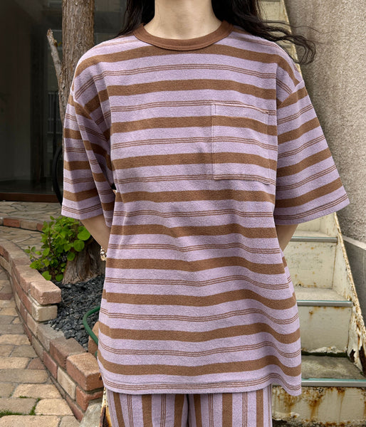 PHEENY/PILE BODER POCKET TEE(LAVENDER)