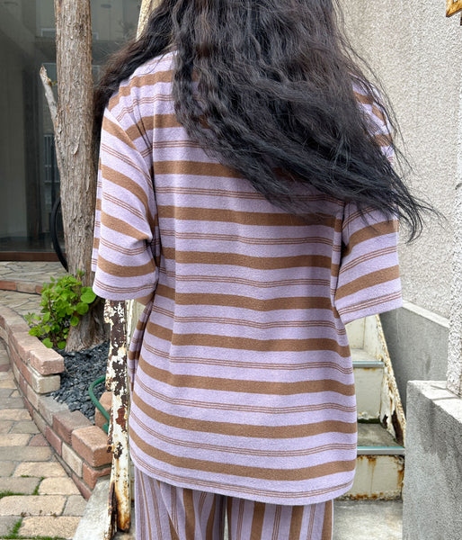 PHEENY/PILE BODER POCKET TEE(LAVENDER)