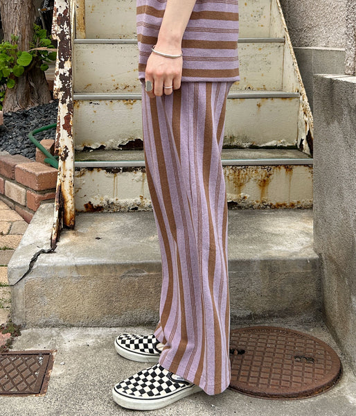 PHEENY/PILE BORDER RELAXED WIDE PANTS(LAVENDER)