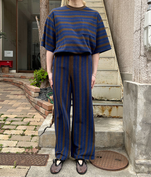 PHEENY/PILE BORDER RELAXED WIDE PANTS(NAVY)