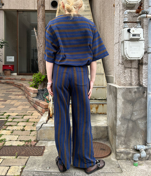 PHEENY/PILE BORDER RELAXED WIDE PANTS(NAVY)