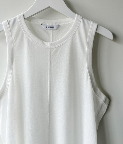 PHEENY/SHEER JERSEY AMERICAN SLEEVE DRESS(WHITE)