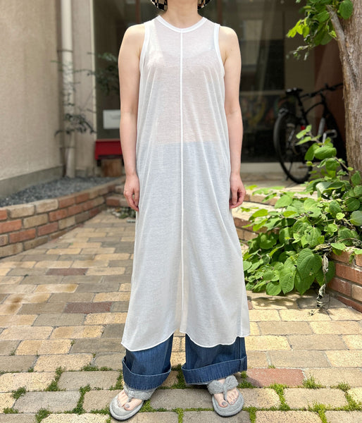 PHEENY/SHEER JERSEY AMERICAN SLEEVE DRESS(WHITE)