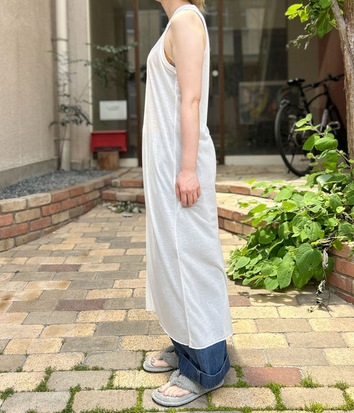 PHEENY/SHEER JERSEY AMERICAN SLEEVE DRESS(WHITE)
