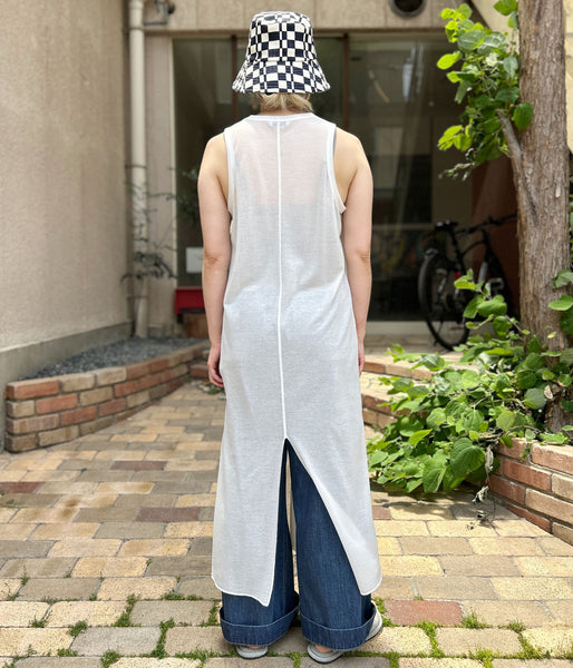 PHEENY/SHEER JERSEY AMERICAN SLEEVE DRESS(WHITE)