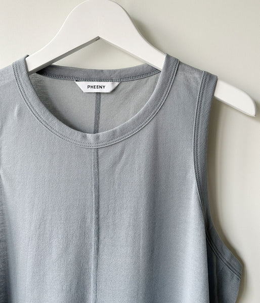 PHEENY/SHEER JERSEY AMERICAN SLEEVE DRESS(BLUE)