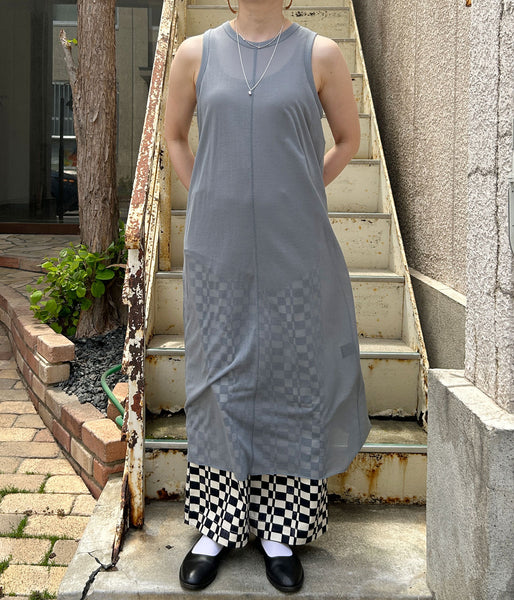 PHEENY/SHEER JERSEY AMERICAN SLEEVE DRESS(BLUE)
