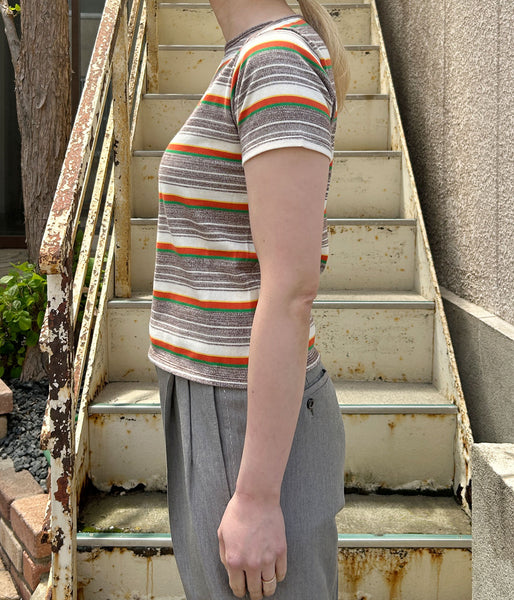 FUMIKA_UCHIDA/GRANDRELLE MULTI STRIPE T-SHIRT(BROWN)