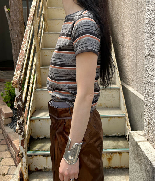 FUMIKA_UCHIDA/GRANDRELLE MULTI STRIPE T-SHIRT(BLACK)