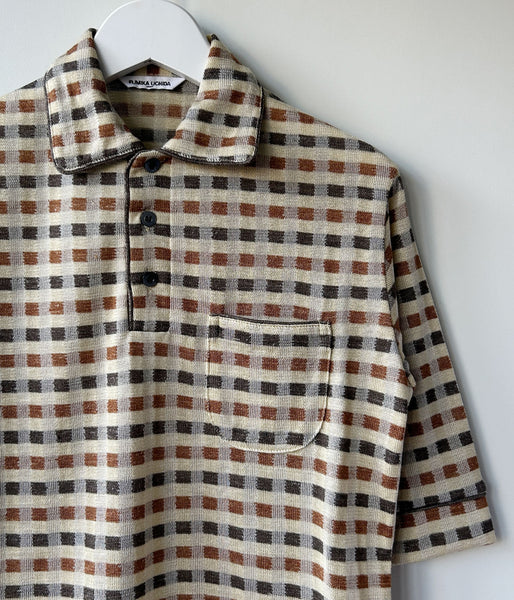 FUMIKA_UCHIDA/PLAID JERSEY POLO(CREAM)