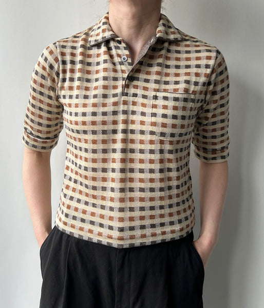 FUMIKA_UCHIDA/PLAID JERSEY POLO(CREAM)