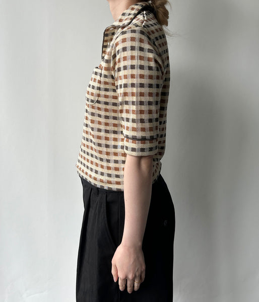 FUMIKA_UCHIDA/PLAID JERSEY POLO(CREAM)