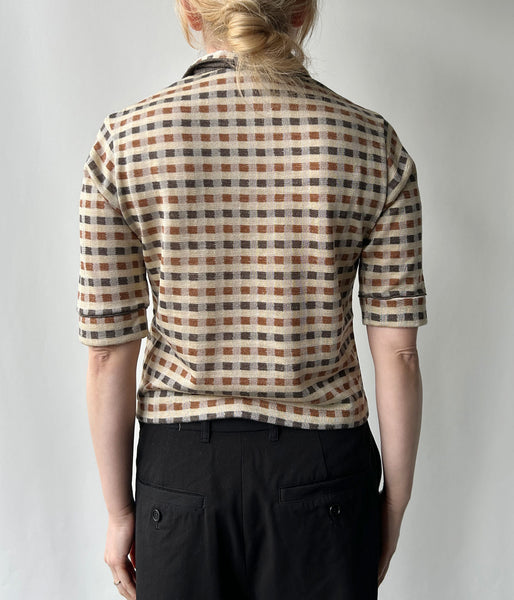 FUMIKA_UCHIDA/PLAID JERSEY POLO(CREAM)