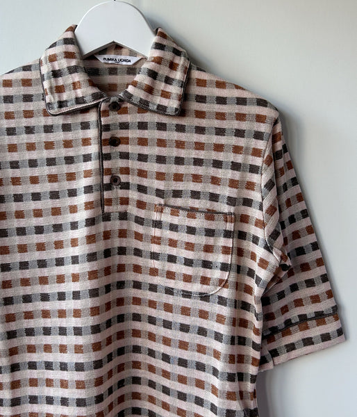 FUMIKA_UCHIDA/PLAID JERSEY POLO(POWDER PINK)