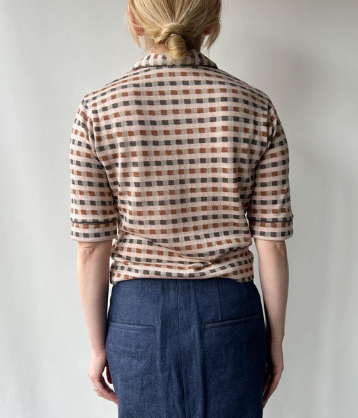 FUMIKA_UCHIDA/PLAID JERSEY POLO(POWDER PINK)
