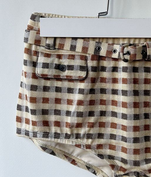 FUMIKA_UCHIDA/PLAID JERSEY SHORTS(CREAM)