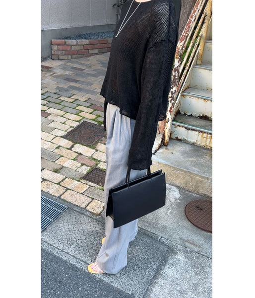 Aeta/GE SQUARE-SHAPED TOTE SHORT HANDLE M(BLACK)
