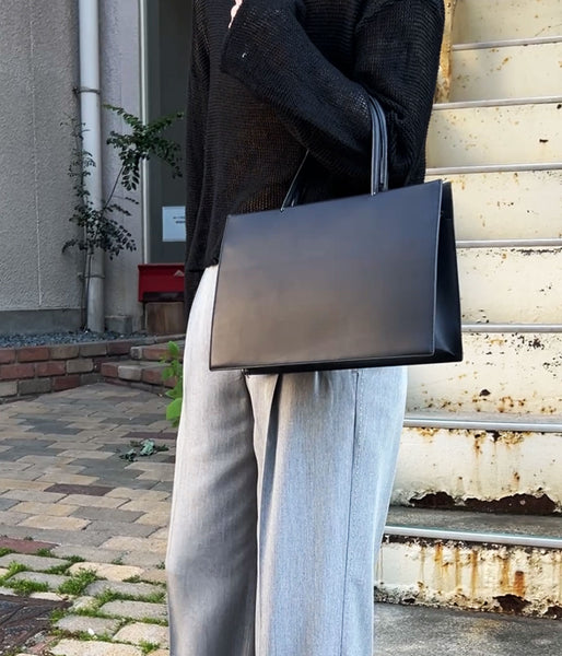 Aeta/GE SQUARE-SHAPED TOTE SHORT HANDLE M(BLACK)