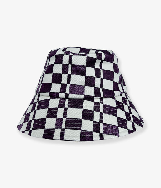 PHEENY/CHECKERED BUCKET HAT(BURGUNDY)