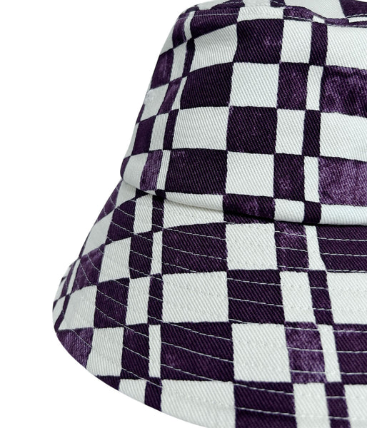 PHEENY/CHECKERED BUCKET HAT(BURGUNDY)