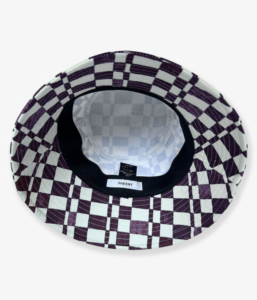 PHEENY/CHECKERED BUCKET HAT(BURGUNDY)