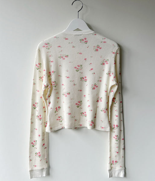 FUMIKA_UCHIDA/FLORAL PRINT WAFFLE CARDIGAN(IVORY)