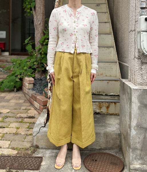 FUMIKA_UCHIDA/FLORAL PRINT WAFFLE CARDIGAN(IVORY)