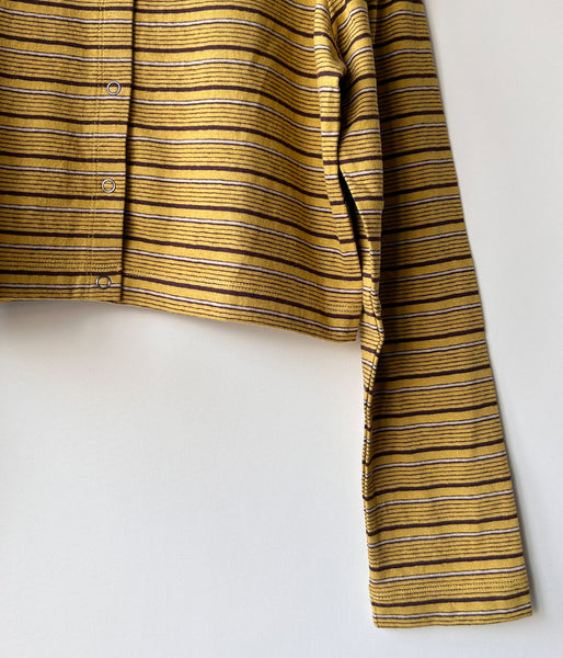 PHEENY/MULTI-BORDER TUCKED SHOULDER CARDIGAN(YELLOW)