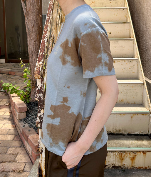PHEENY/MERINO WOOL DYED S/S TEE(BLUE)