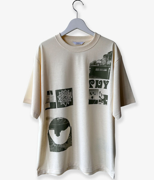 PHEENY/RECYCLED POLYESTER PHOTO S/S TEE(BEIGE)