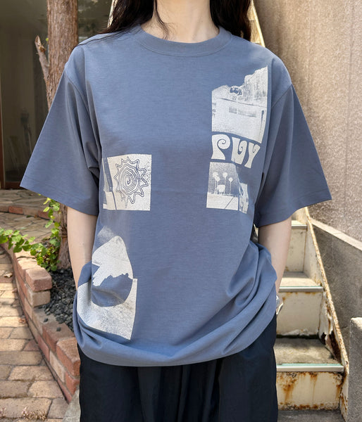 PHEENY/RECYCLED POLYESTER PHOTO S/S TEE(BLUE)