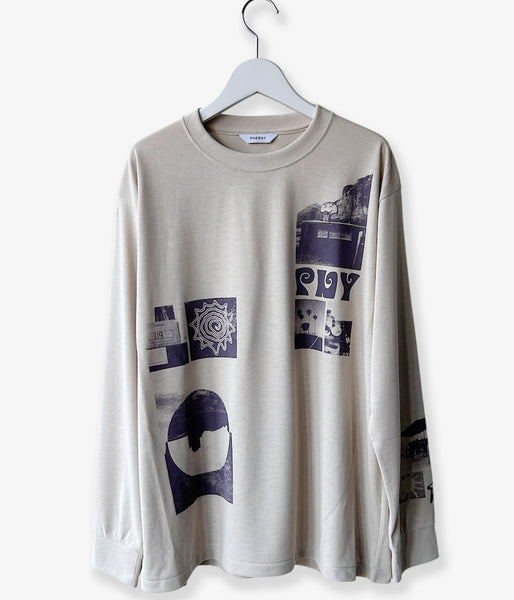 PHEENY/RECYCLED POLYESTER PHOTO L/S TEE(BEIGE)