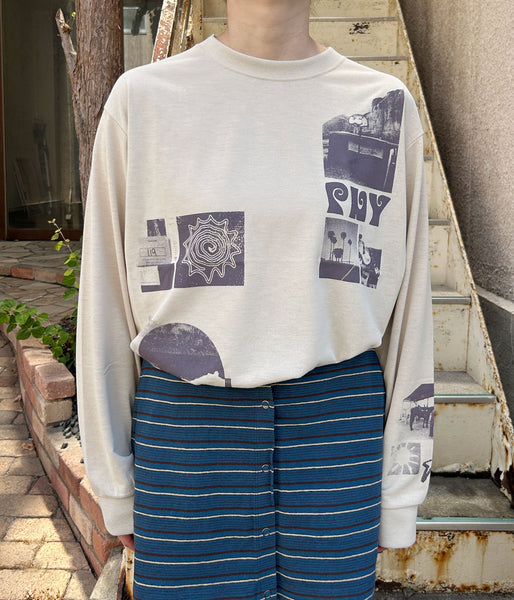 PHEENY/RECYCLED POLYESTER PHOTO L/S TEE(BEIGE)