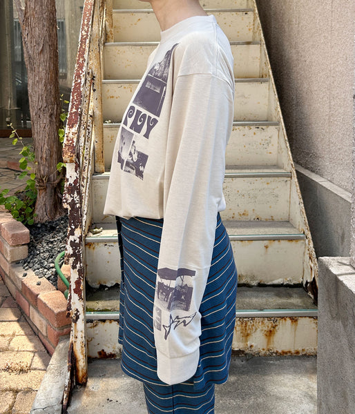 PHEENY/RECYCLED POLYESTER PHOTO L/S TEE(BEIGE)