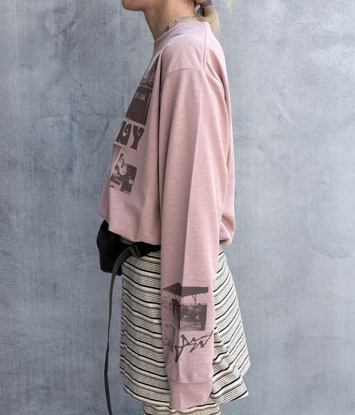 PHEENY/RECYCLED POLYESTER PHOTO L/S TEE(PINK)