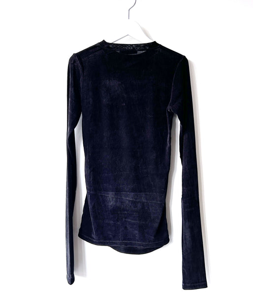 PHEENY/SHEER VELVET FLOCKED TULLE L/S TOP(BLACK)
