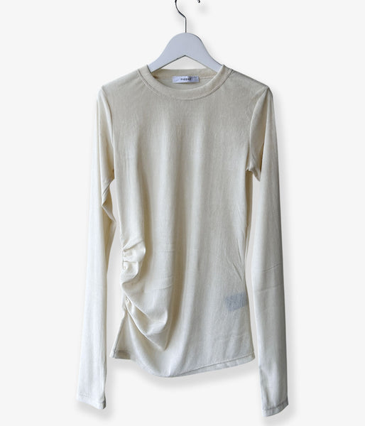 PHEENY/SHEER VELVET FLOCKED TULLE L/S TOP(IORY)