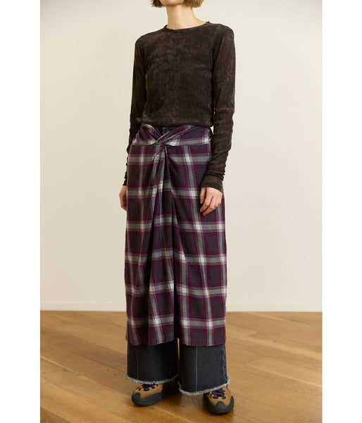 PHEENY/SHEER VELVET FLOCKED TULLE L/S TOP(BROWN)