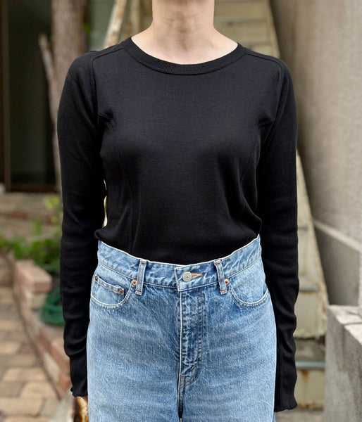 nowos/LONG SLEEVE TOP(BLACK)
