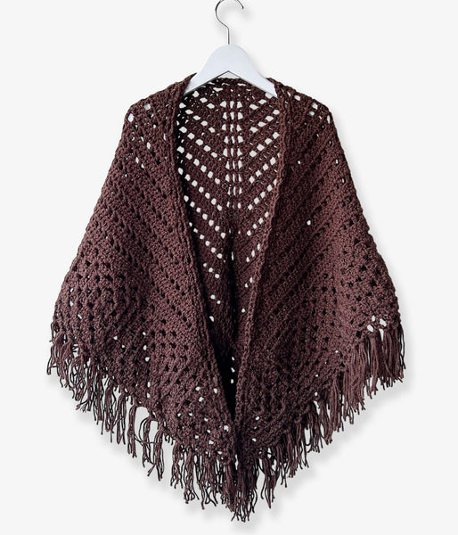 nowos/KNIT SHAWL(BROWN)