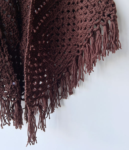 nowos/KNIT SHAWL(BROWN)