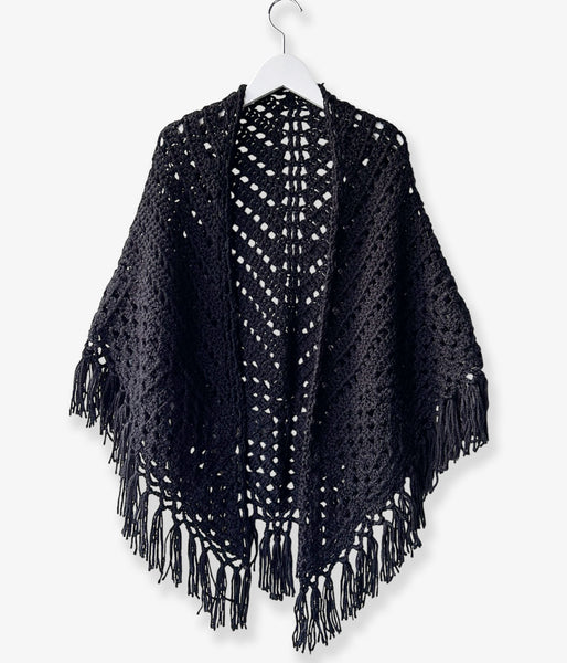 nowos/KNIT SHAWL(BLACK)