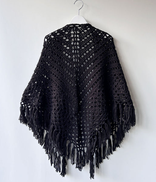nowos/KNIT SHAWL(BLACK)