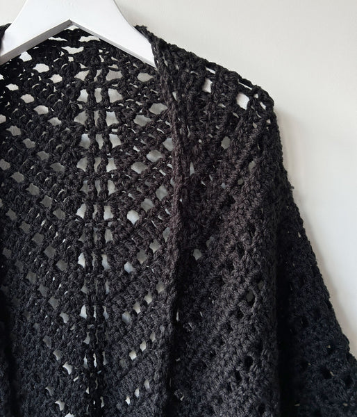 nowos/KNIT SHAWL(BLACK)