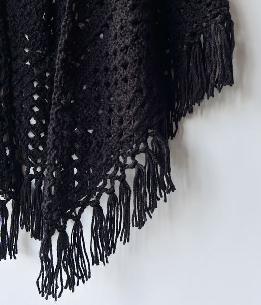 nowos/KNIT SHAWL(BLACK)