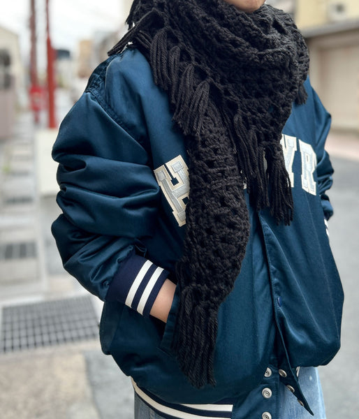 nowos/KNIT SHAWL(BLACK)