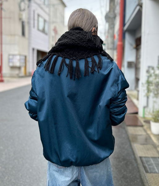 nowos/KNIT SHAWL(BLACK)