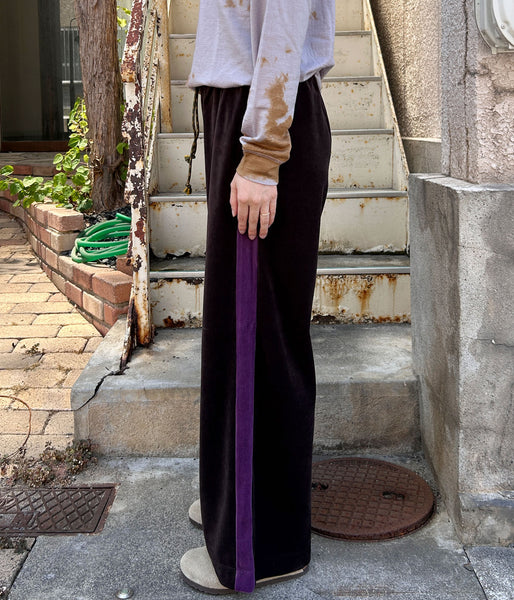 PHEENY/COTTON VELOUR SIDE STRIPDE PANTS(BROWN)